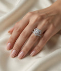 Geometric Triangle Shape Halo Diamond Engagement Ring