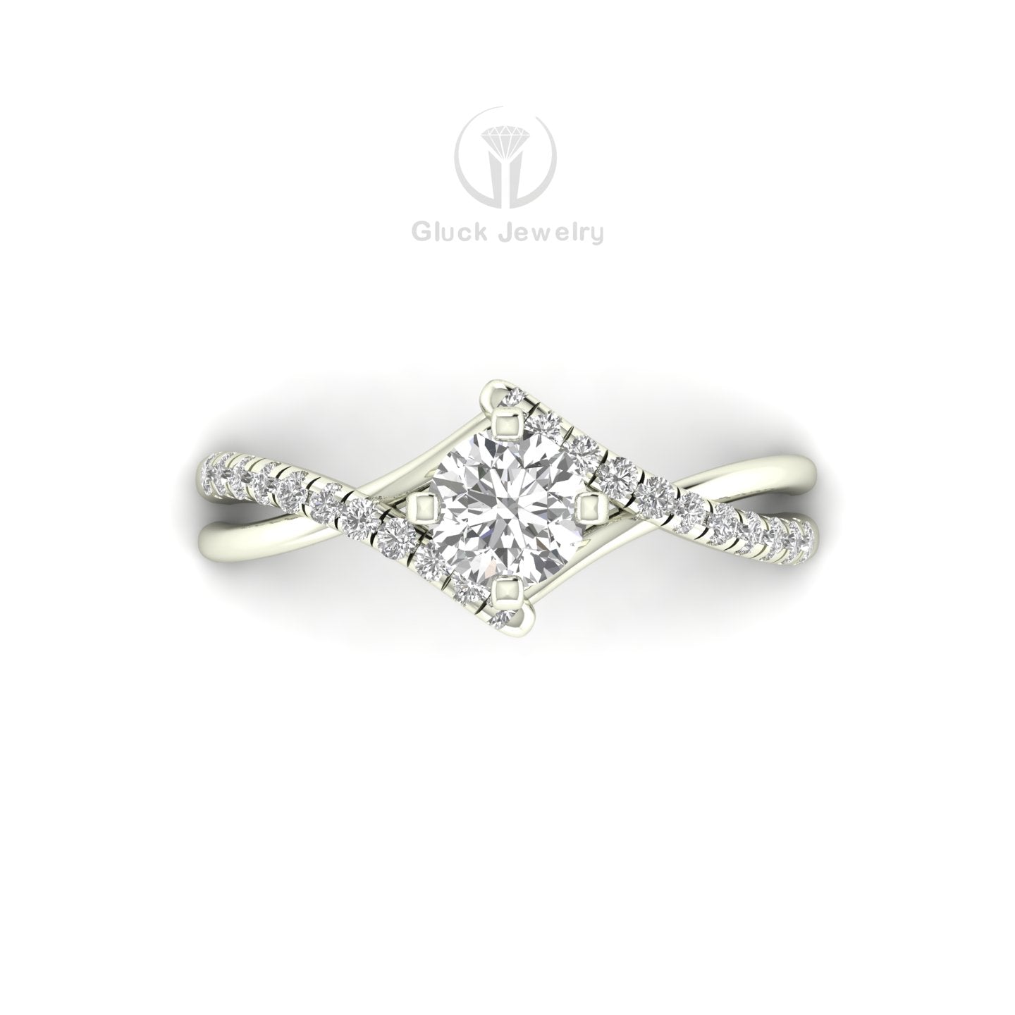 Criss Cross Micro Pavé Diamond Engagement Ring