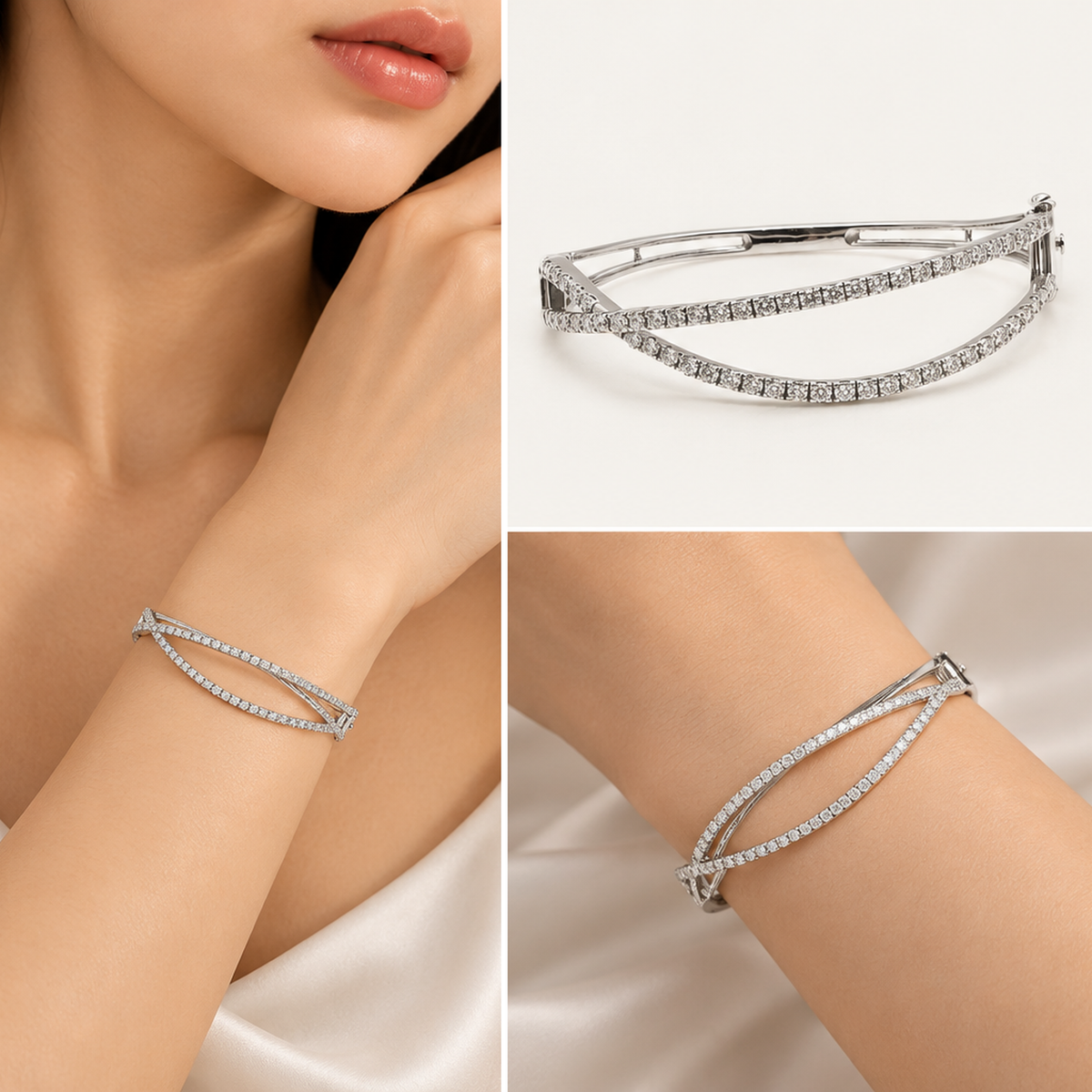 Fishtail Crossover Diamond Bangle