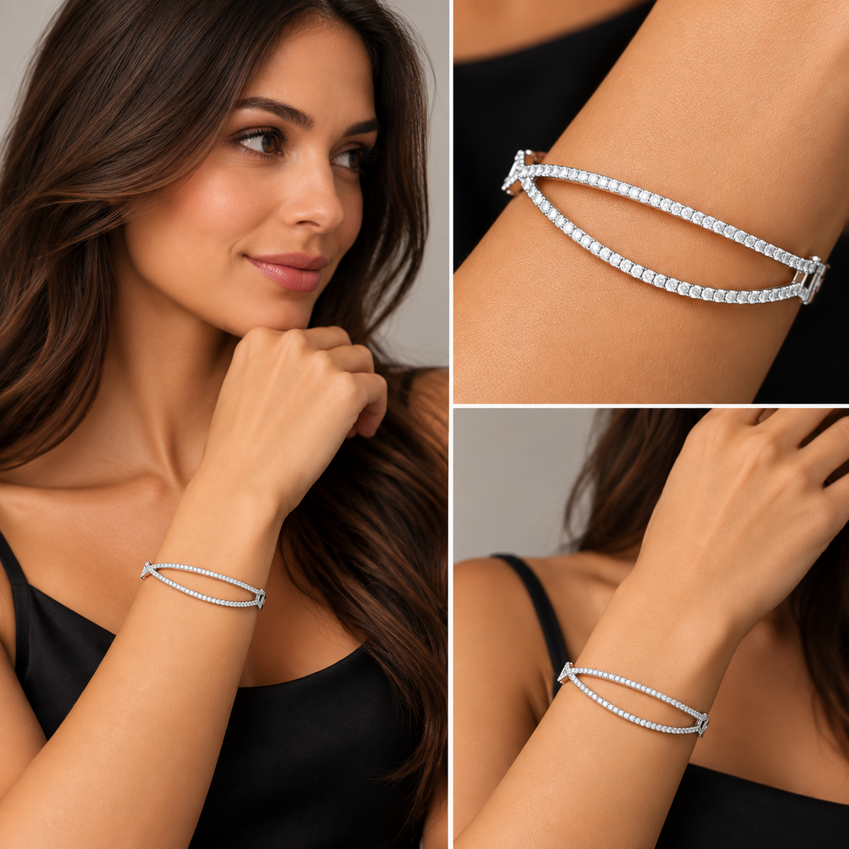 Fishtail Crossover Diamond Bangle