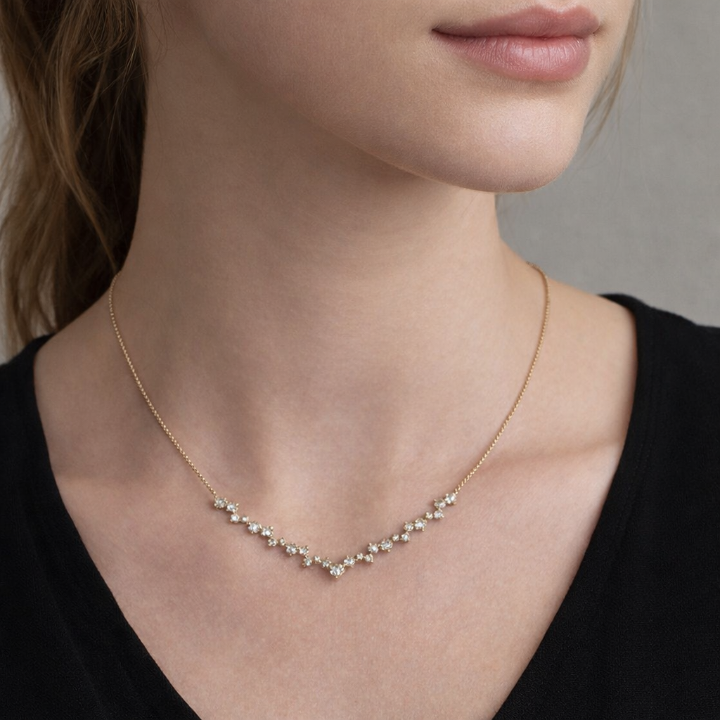 V Shape Diamond Necklace
