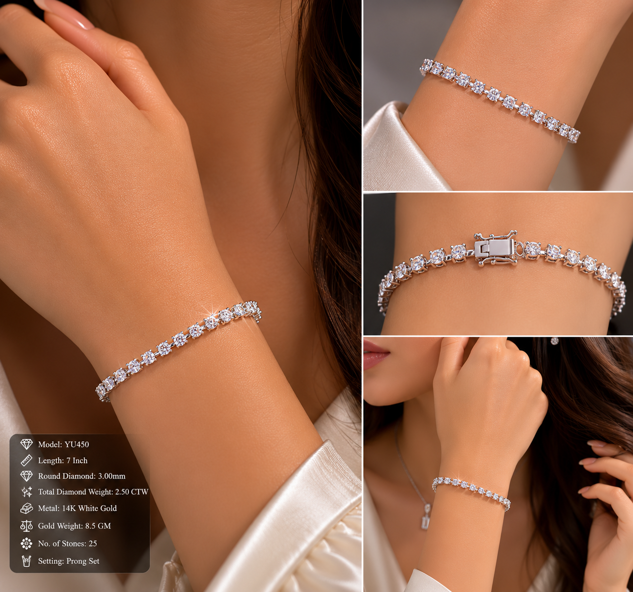 4 Prongs 10 pts Bar Tennis Bracelet