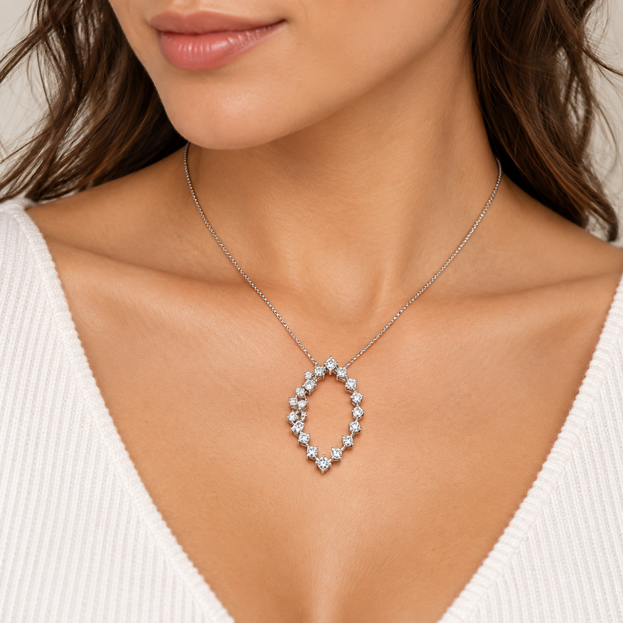 Open Marquise Shape Diamond Pendant