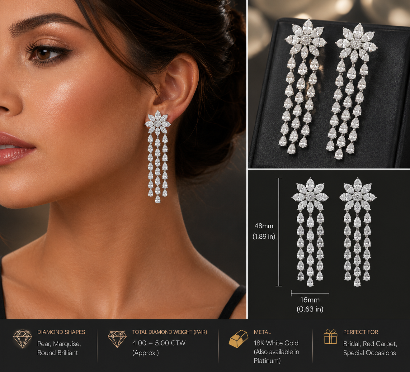 Fancy Shape Dangle Drop Earring