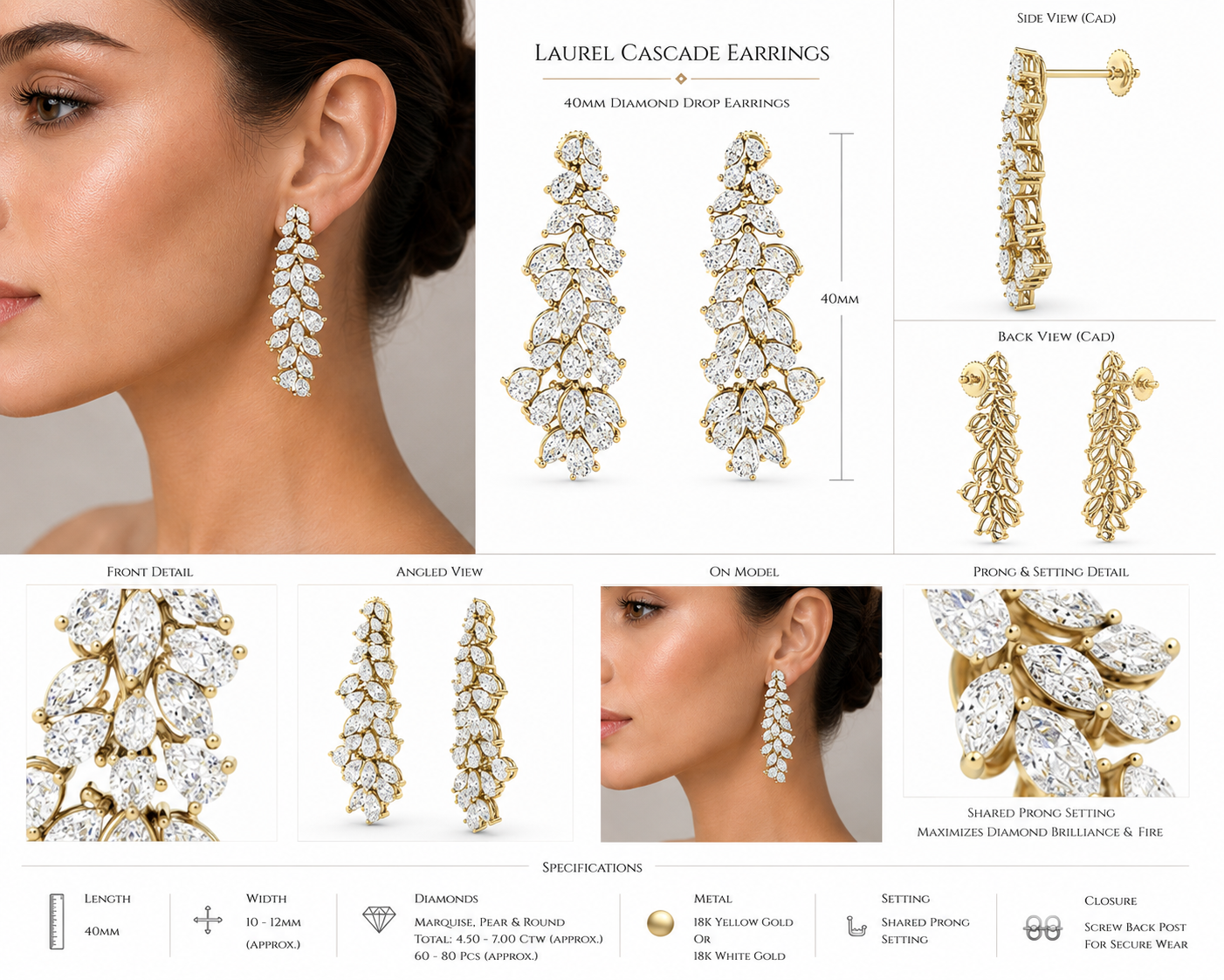 Marquise & Pear Diamond Earring