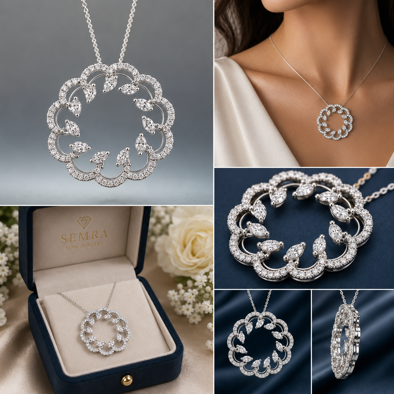 Circle with Marquise Diamond Pendant