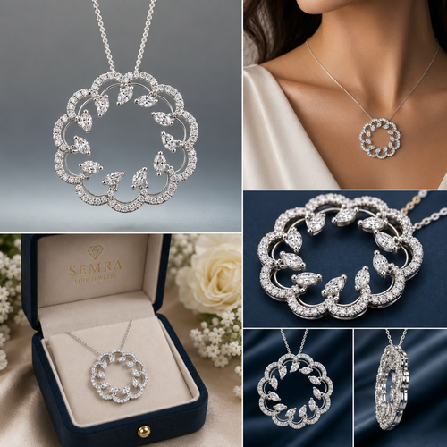 Circle with Marquise Diamond Pendant