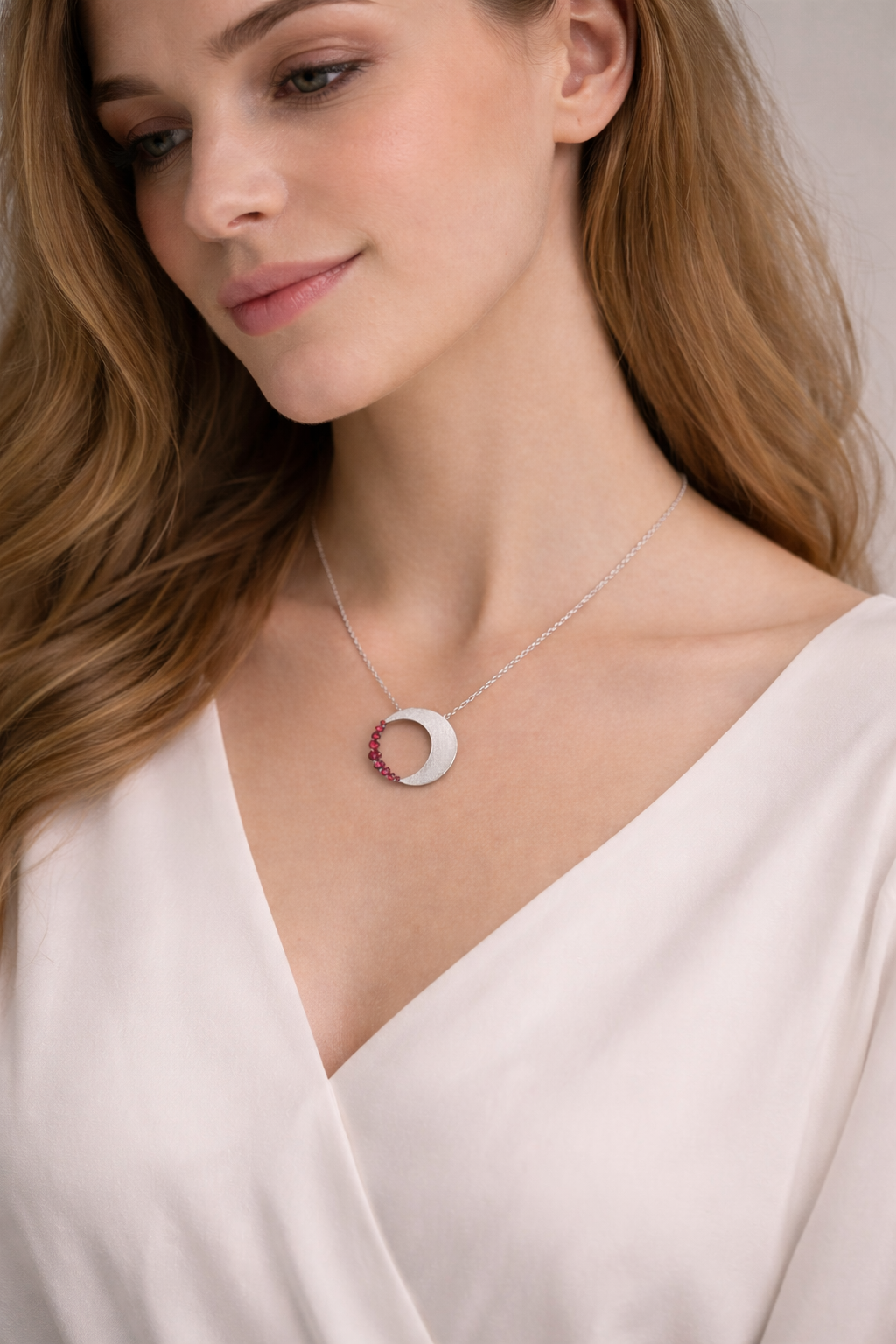 Half Moon Diamond Circle Pendant