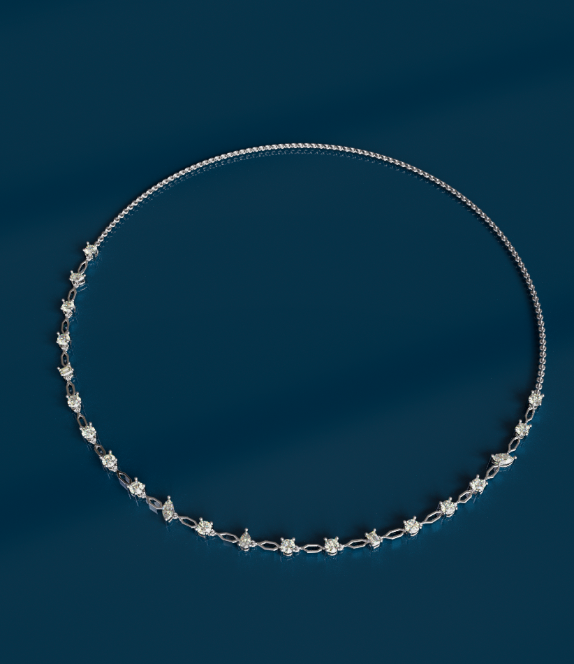 Fancy Link Diamond Necklace 18"