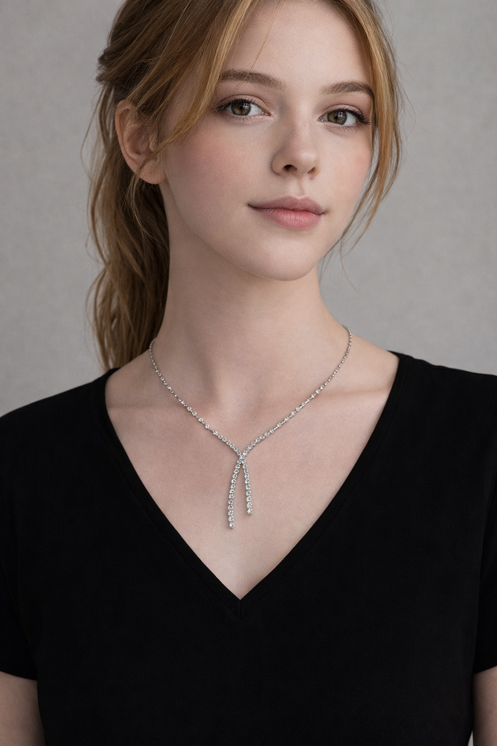 Diamond Bow Link Necklace