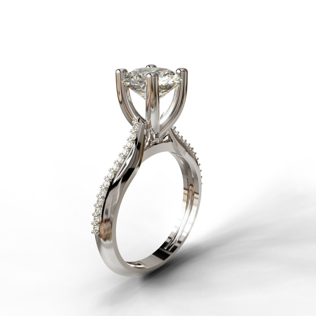 High Setting Knife Edge Prong Diamond Engagement Ring