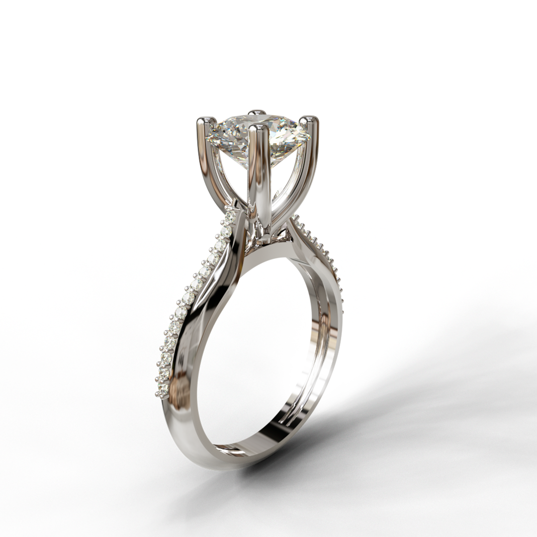 High Setting Knife Edge Prong Diamond Engagement Ring