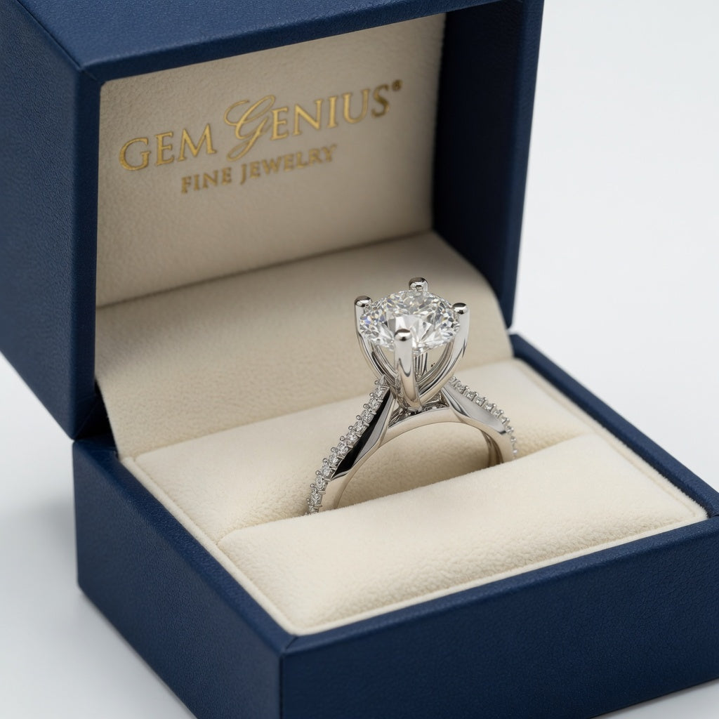 High Setting Knife Edge Prong Diamond Engagement Ring