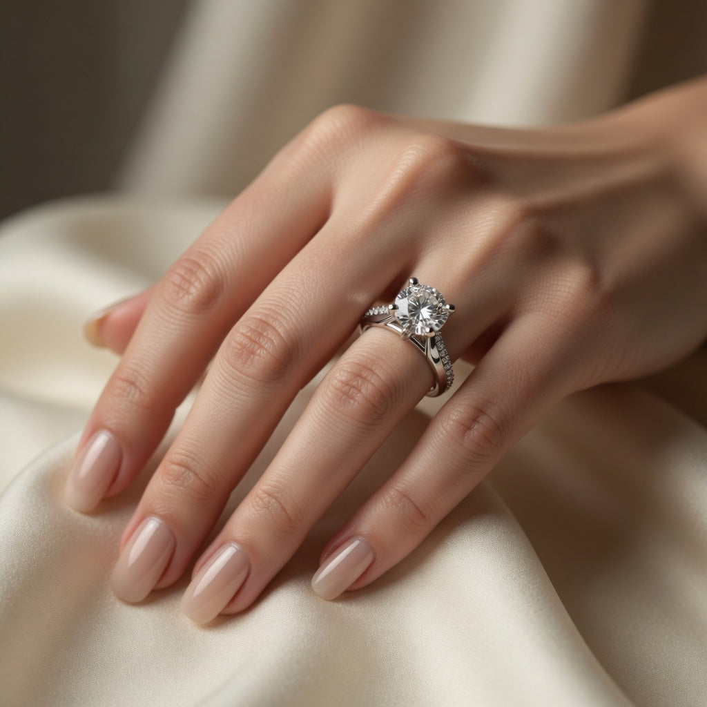 High Setting Knife Edge Prong Diamond Engagement Ring