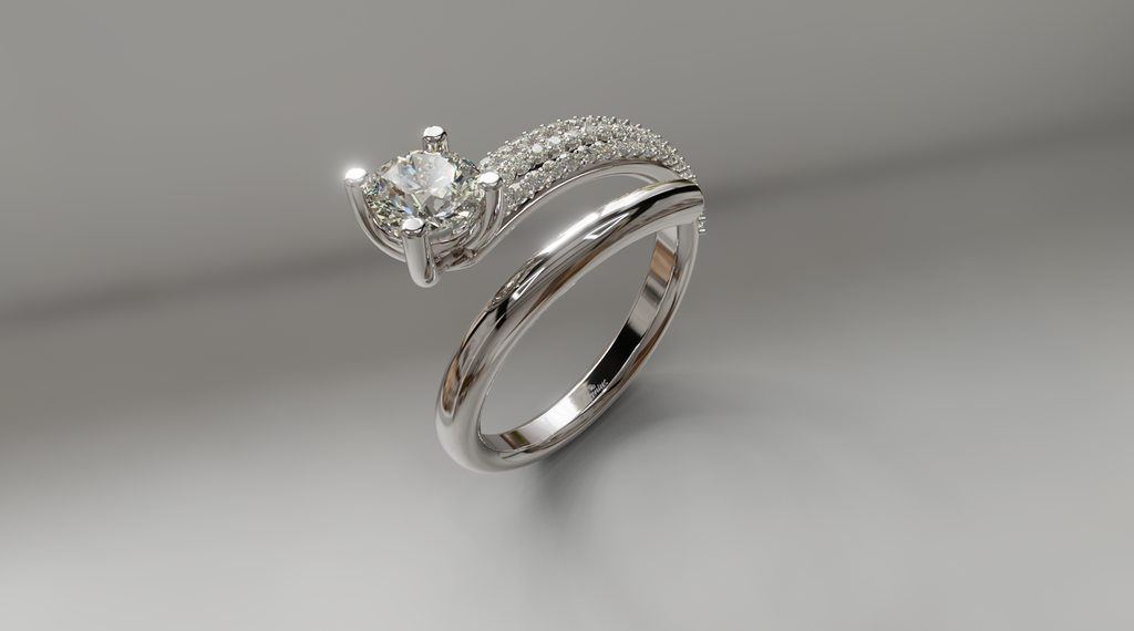 Three Row Pave Setting Diamond Ring