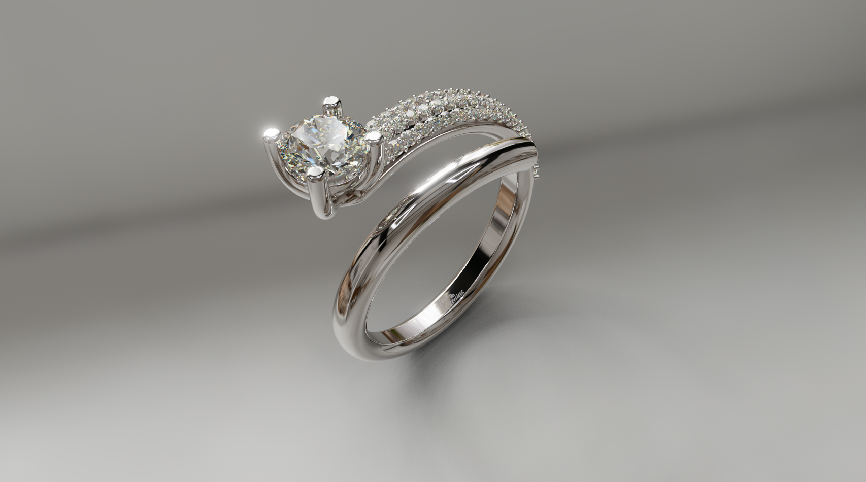 Three Row Pave Setting Diamond Ring