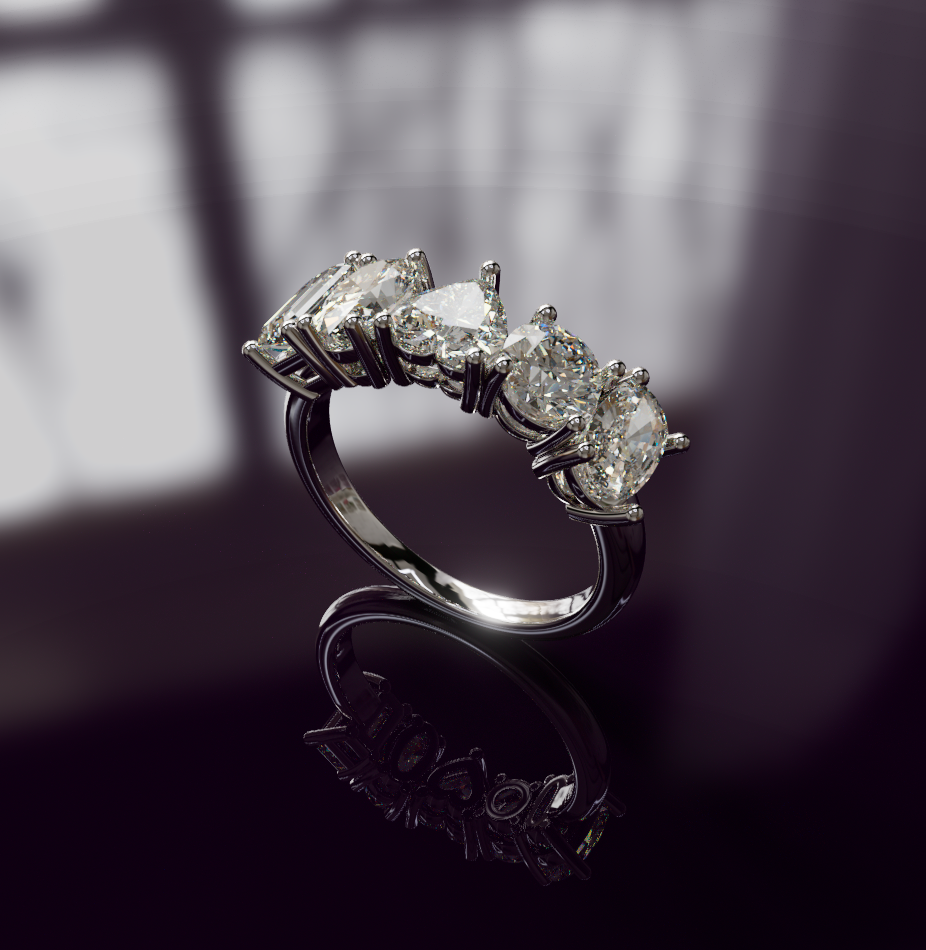 Mixed Shape Cluster Diamond Ring