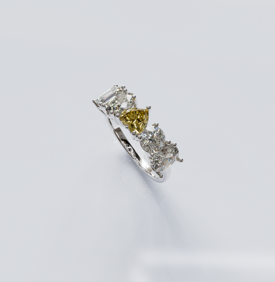 Mixed Shape Cluster Diamond Ring