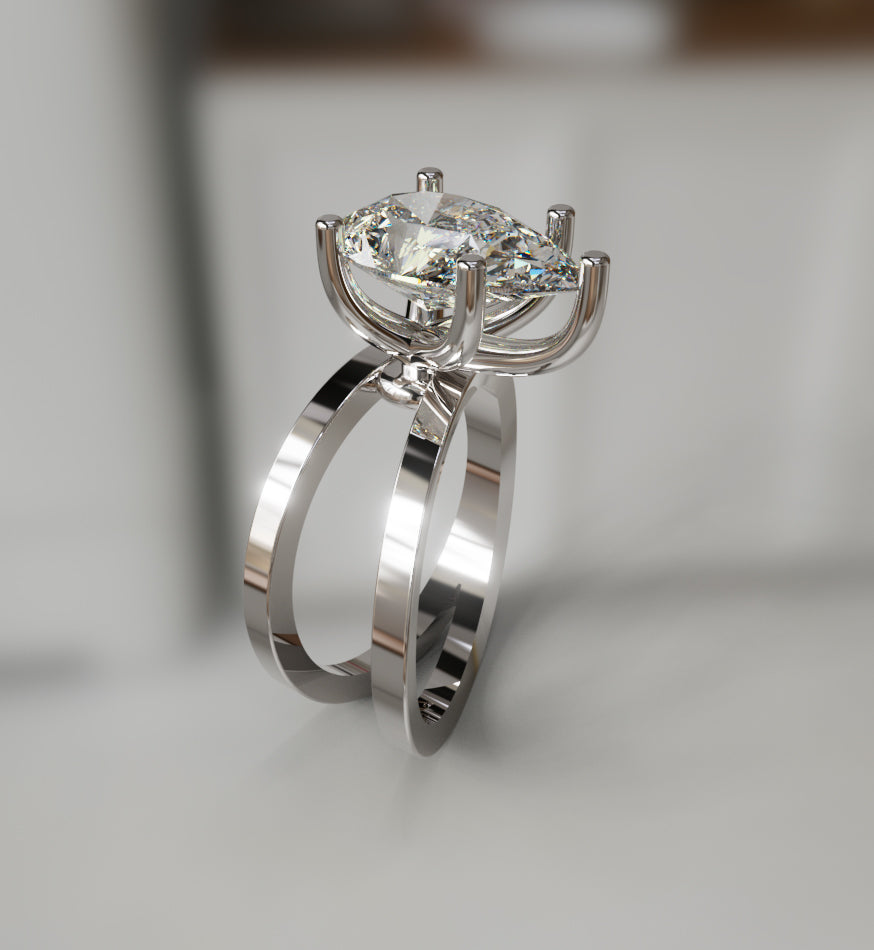 2.5ct Pear Shape Split Shank Diamond Engagement Ring