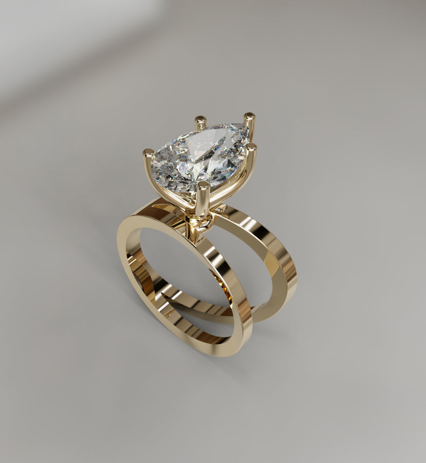 2.5ct Pear Shape Split Shank Diamond Engagement Ring