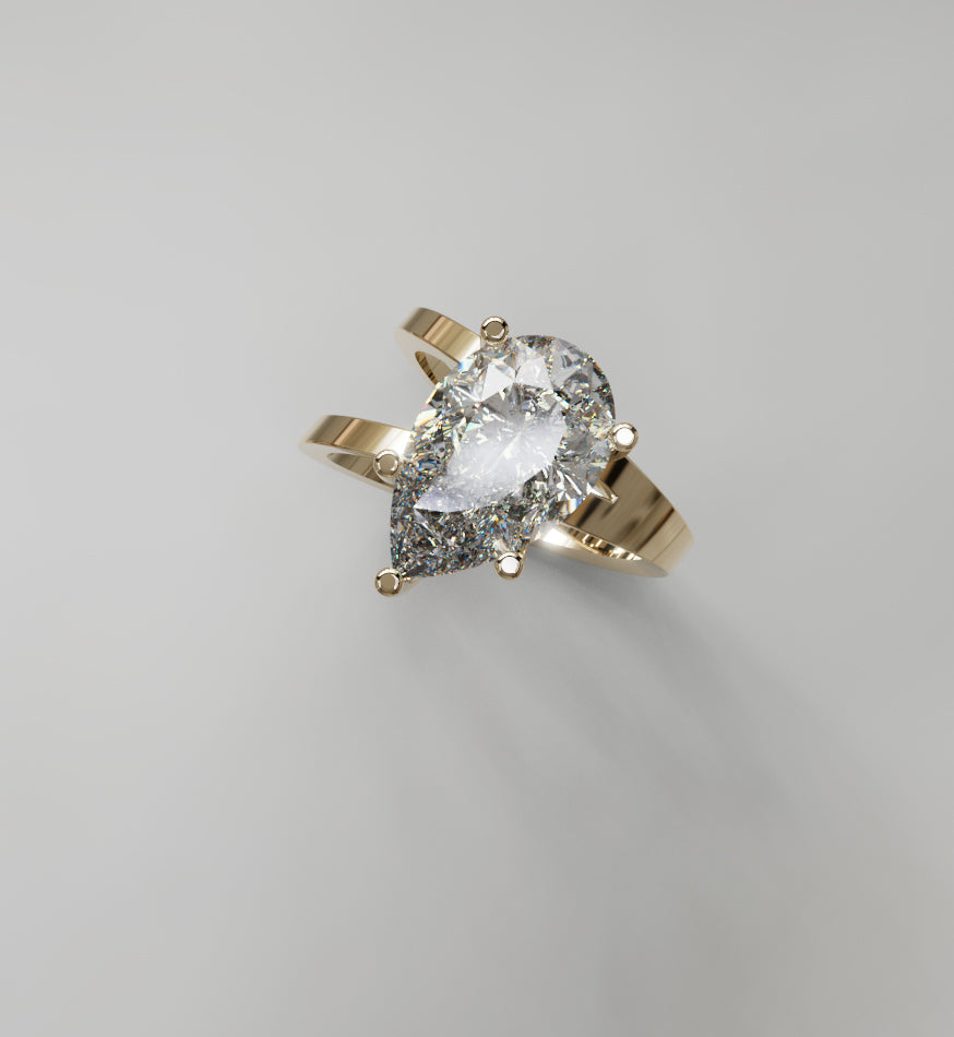 2.5ct Pear Shape Split Shank Diamond Engagement Ring