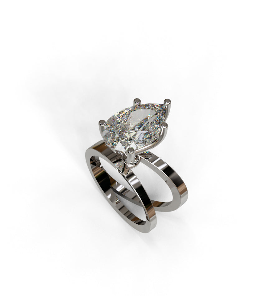 2.5ct Pear Shape Split Shank Diamond Engagement Ring