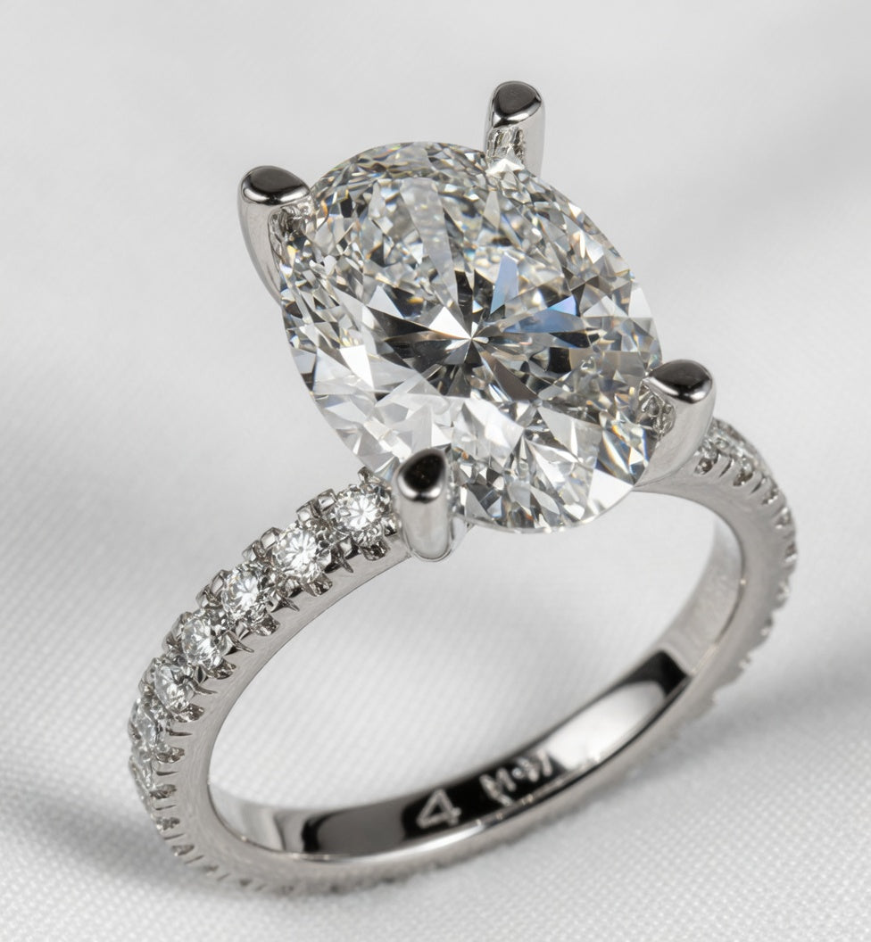 4ct Oval Cut Micro Pavé Diamond Engagement Ring