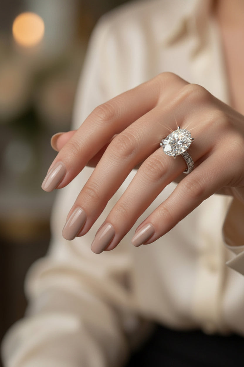 4ct Oval Cut Micro Pavé Diamond Engagement Ring