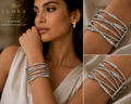 7 Rows Fancy Shapes Diamonds Cuff Bangle