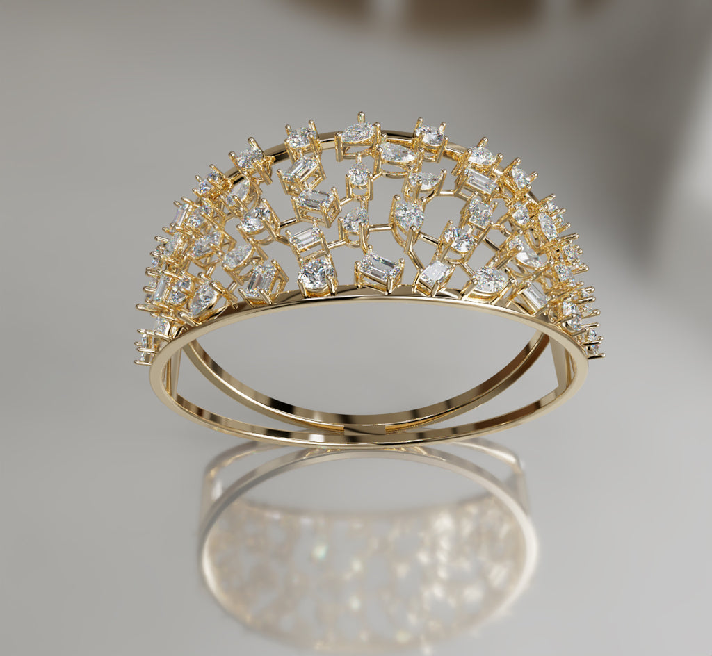 Fancy Shapes Cluster Split Diamond Bangle