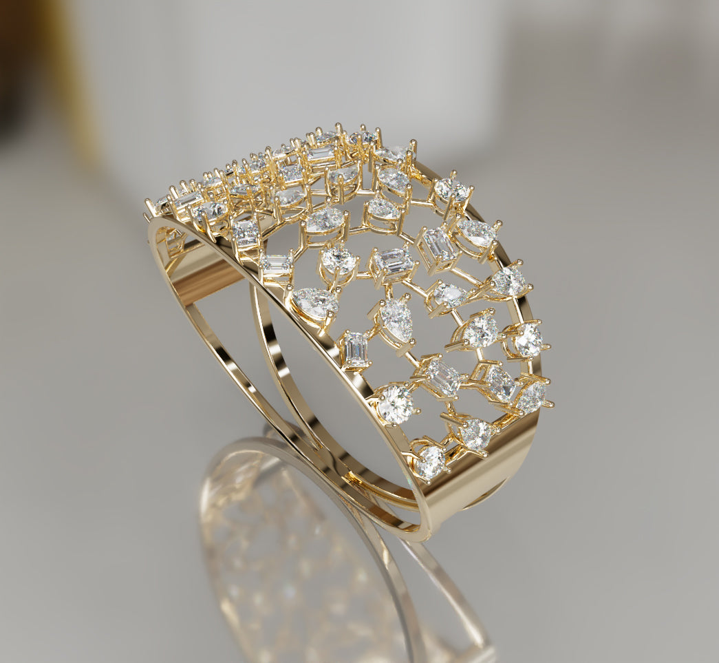 Fancy Shapes Cluster Split Diamond Bangle