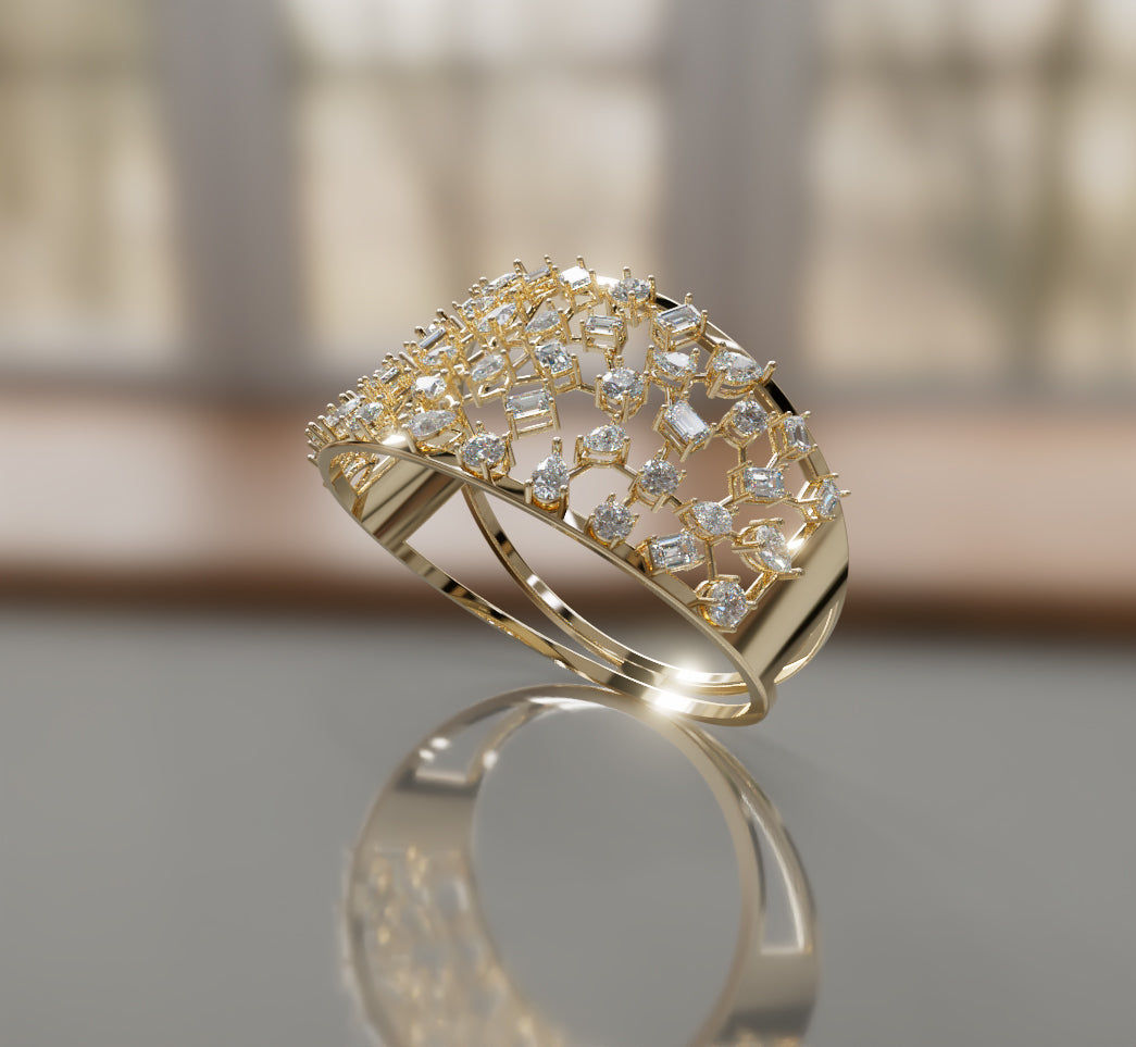 Fancy Shapes Cluster Split Diamond Bangle