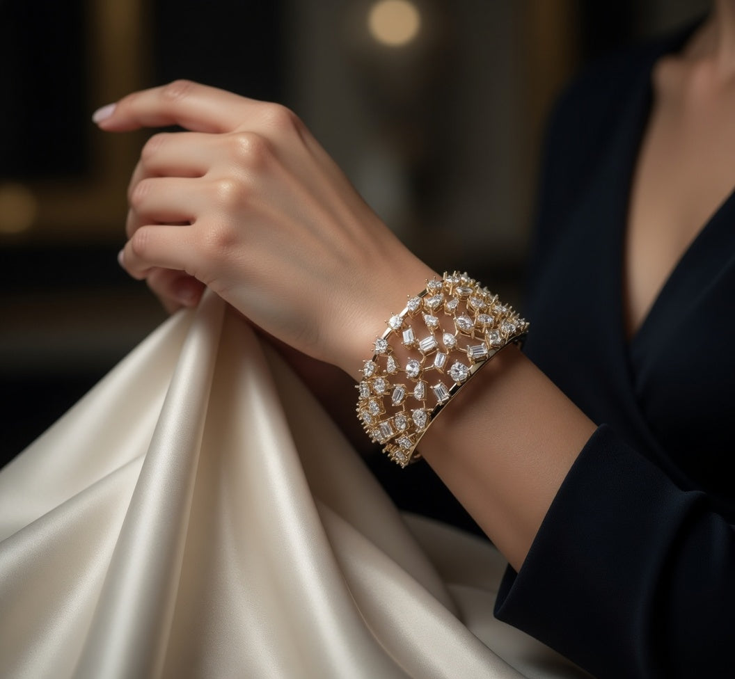 Fancy Shapes Cluster Split Diamond Bangle