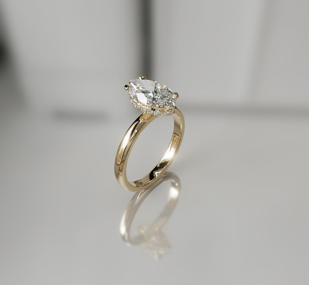2ct Marquise Cut Hidden Halo Lab Grown Diamond Engagement Ring