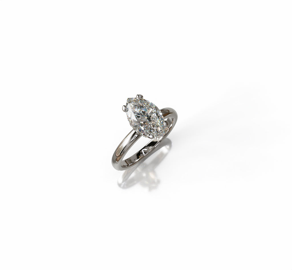 2ct Marquise Cut Hidden Halo Lab Grown Diamond Engagement Ring