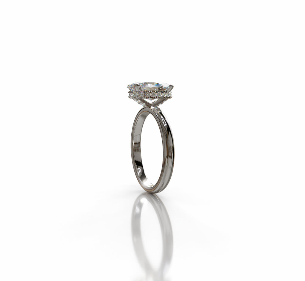 2ct Marquise Cut Hidden Halo Lab Grown Diamond Engagement Ring
