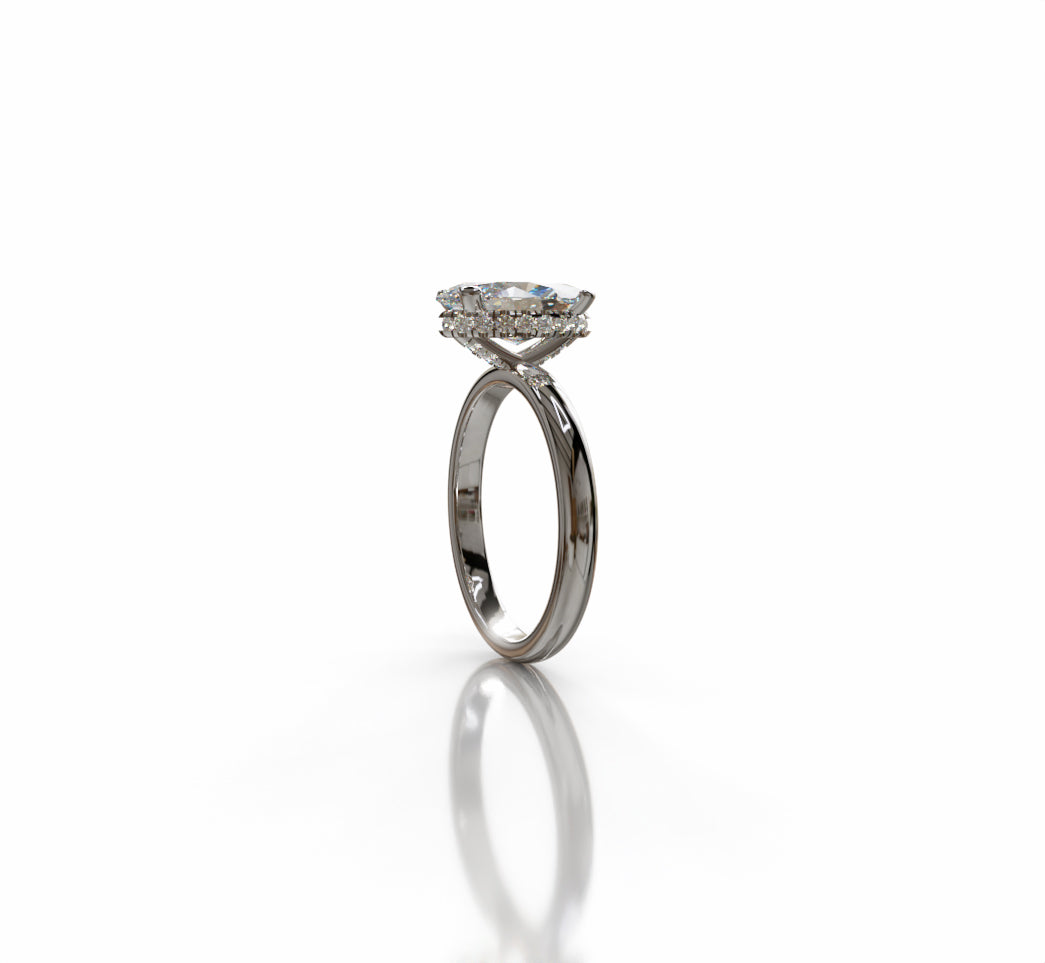 2ct Marquise Cut Hidden Halo Lab Grown Diamond Engagement Ring