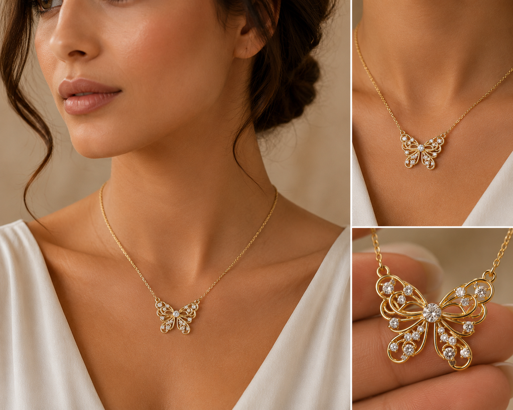 Butterfly Flower Fancy Diamond Pendant